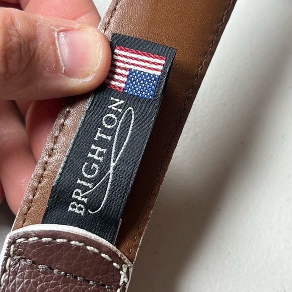 Brighton Hand Made in USA Men’s Size 44 Brown Leather Designer Belt Pebble - Picture 9 of 15